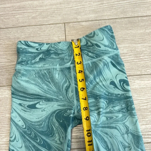 Athleta Girl High Rise Printed Chit Chat Tight Leggings SZ Large in green teal - Picture 9 of 12